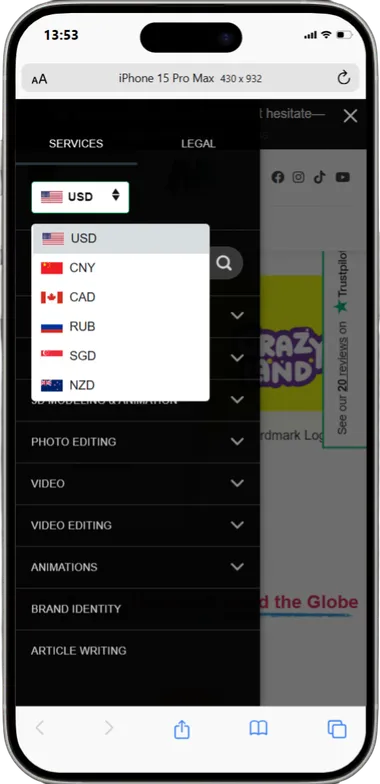 WooCommerce Digital Services Platform — mobile view
