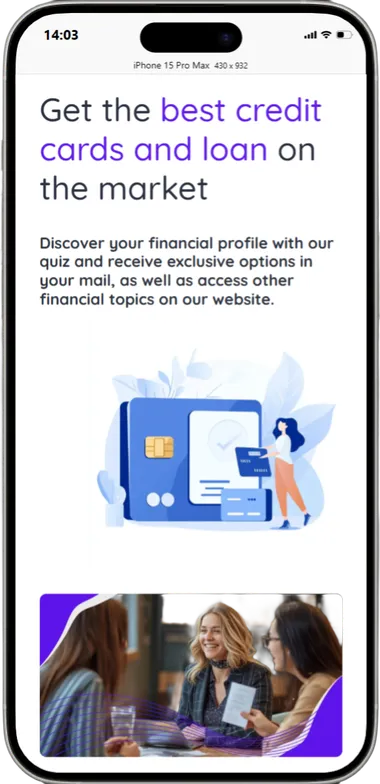 Financial Information Websites — mobile view