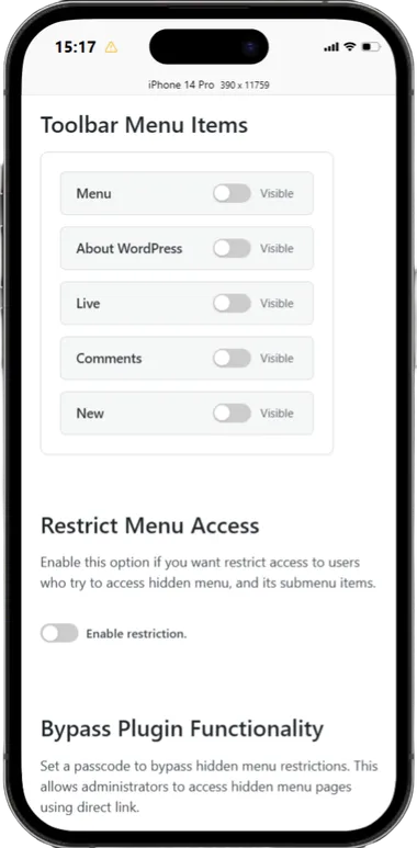 Custom WordPress Plugins — mobile view