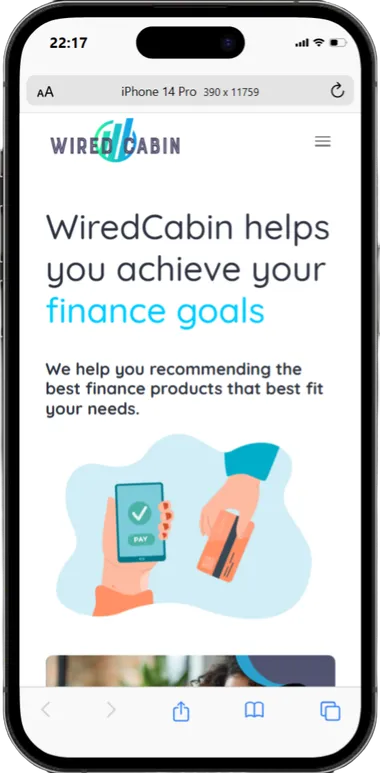 Financial Information Websites — mobile view