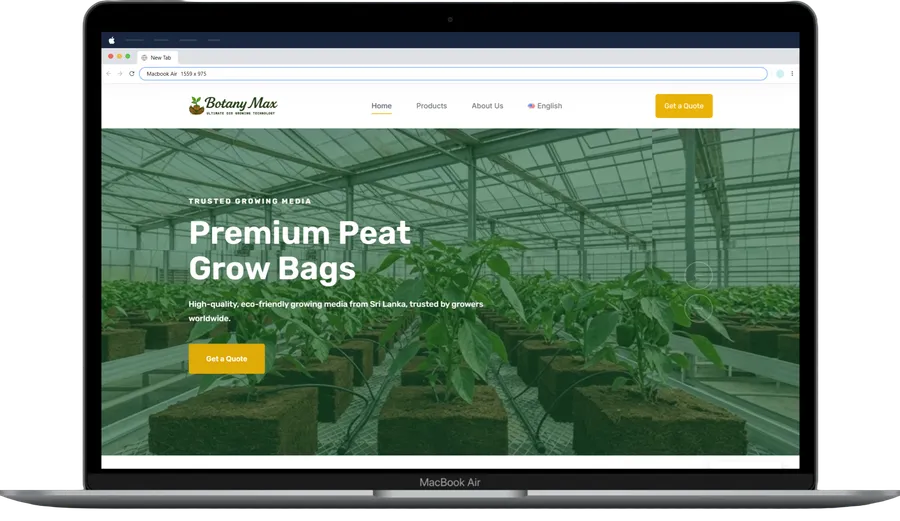 Coco Coir Supply Platform — desktop view